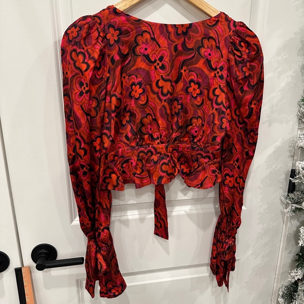 NWT For Love And Lemons Davina Tie Front Blouse - Picture 11 of 12